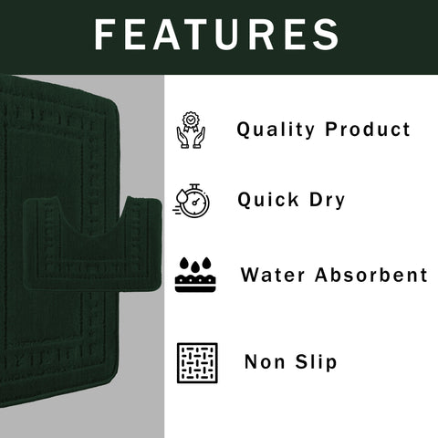 OLIVIA ROCCO Miami 2 Piece Emerald Green Bath Mat And Pedestal Set Non Slip Soft And Absorbent For Comfort And Safety In Your Bathroom