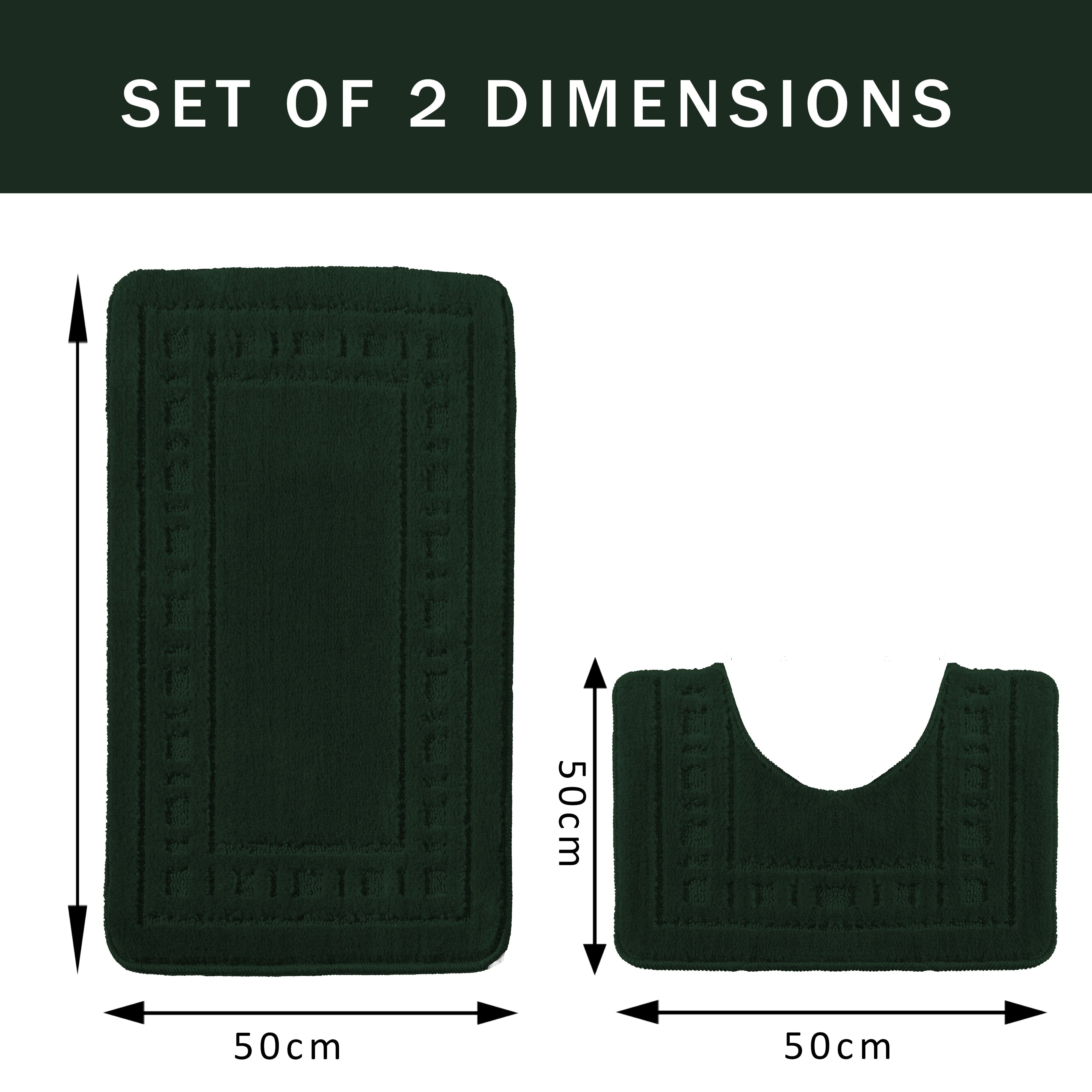 OLIVIA ROCCO Miami 2 Piece Emerald Green Bath Mat And Pedestal Set Non Slip Soft And Absorbent For Comfort And Safety In Your Bathroom