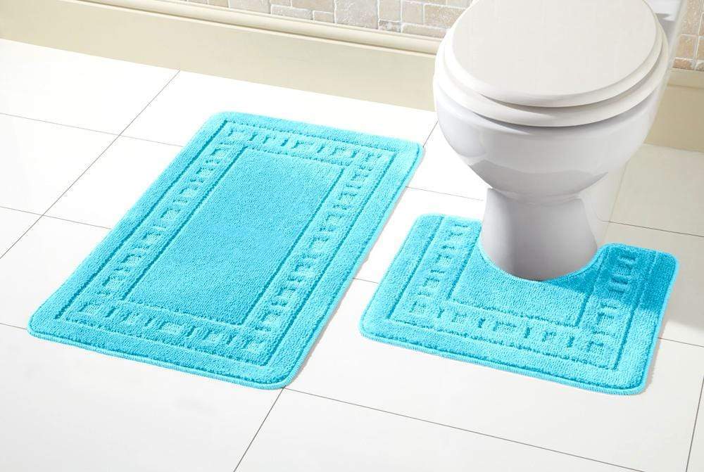 OLIVIA ROCCO Miami Bath Mat Set Ultra Absorbent Non Slip With Pedestal Multi Color Options For Home Hotel Or Guesthouse Durable