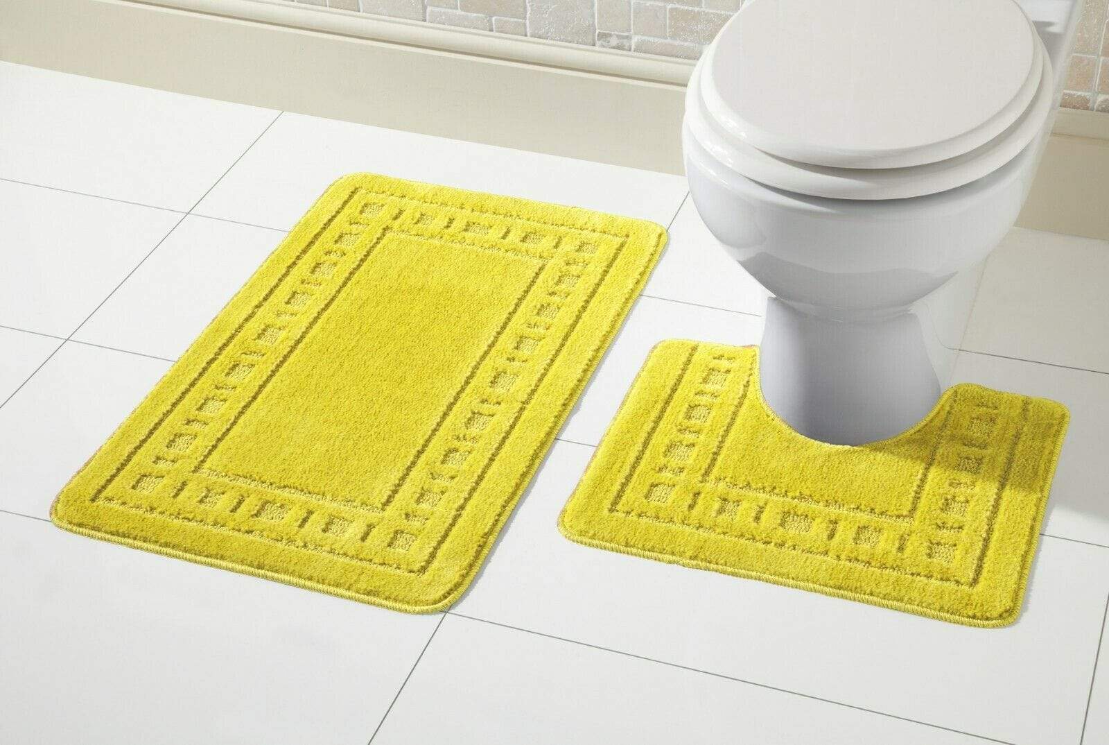 OLIVIA ROCCO Miami Bath Mat Set Ultra Absorbent Non Slip With Pedestal Multi Color Options For Home Hotel Or Guesthouse Durable