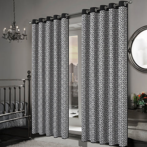 OLIVIA ROCCO Milano Geometric Blackout Curtains Thermal Insulated Eyelet Pair Light Blocking Window Drapes For Living Room Bedroom