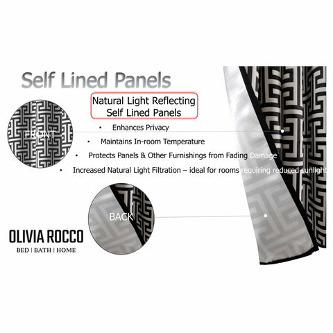 OLIVIA ROCCO Milano Geometric Blackout Curtains Thermal Insulated Eyelet Pair Light Blocking Window Drapes For Living Room Bedroom