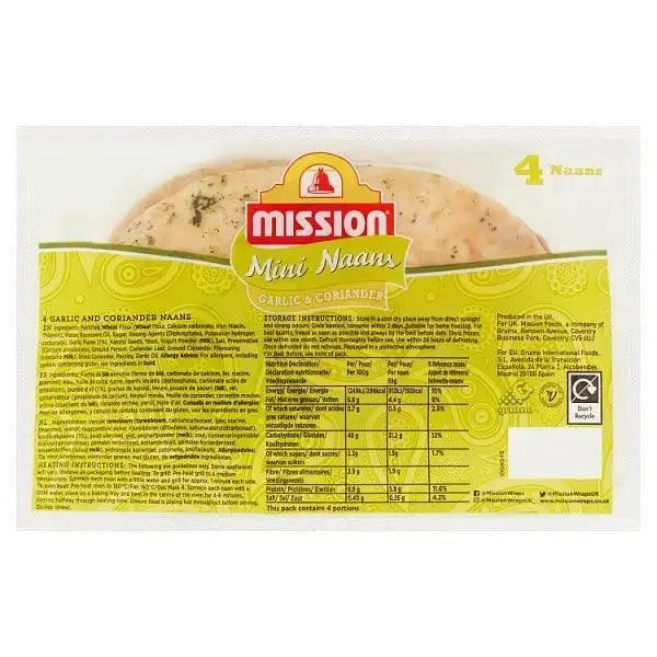 Mission 4 Mini Naans Garlic & Coriander (Case of 6)