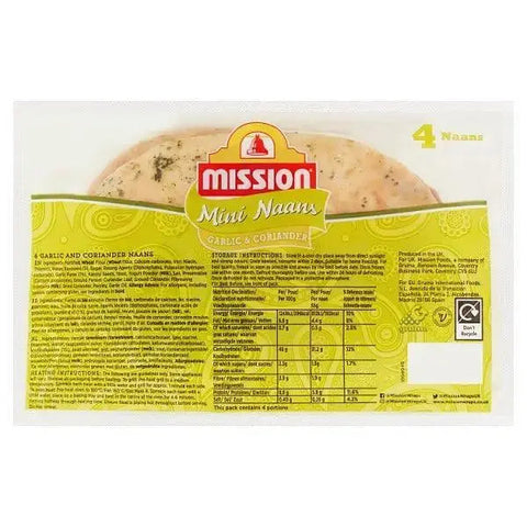 Mission 4 Mini Naans Garlic & Coriander (Case of 6)