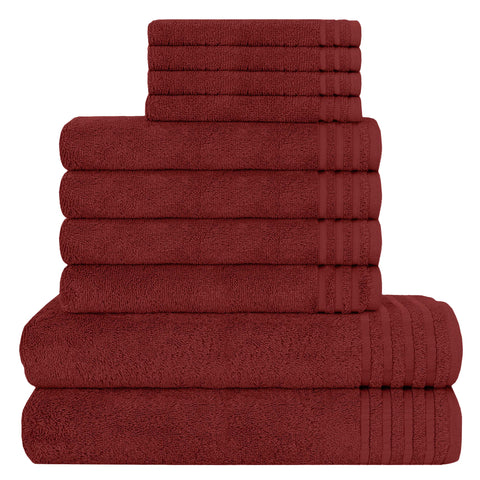 OLIVIA ROCCO Monaco 10 Piece Luxury Egyptian Cotton Towel Set 500 GSM With 4 Face Towels 4 Hand Towels 2 Bath Towels For Bathroom