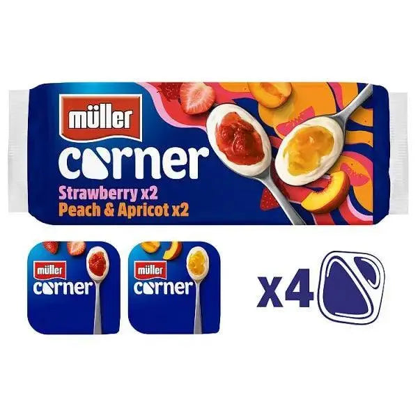 Müller Corner Strawberry and Peach Apricot Yogurts