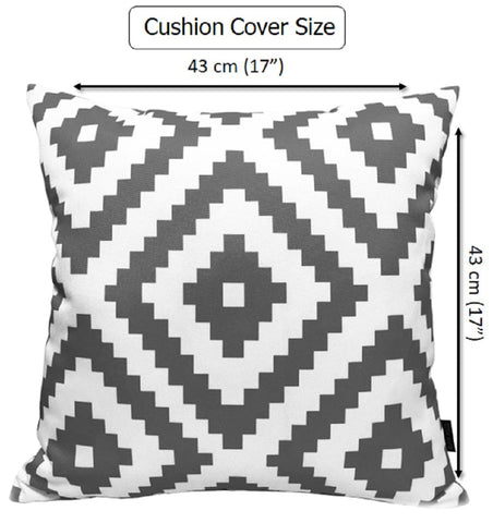 OLIVIA ROCCO Nairobi Charcoal Waterproof Cushion Covers 43 x 43 Cm Reversible Breathable Indoor Outdoor Patio Garden Sofa Bed Chair