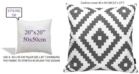 OLIVIA ROCCO Nairobi Charcoal Waterproof Cushion Covers 43 x 43 Cm Reversible Breathable Indoor Outdoor Patio Garden Sofa Bed Chair