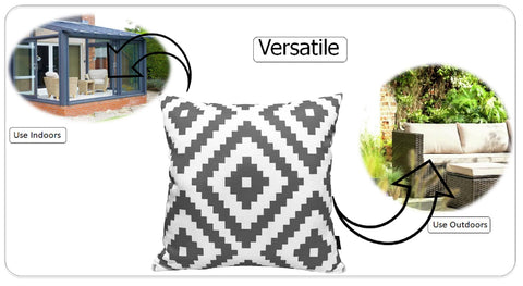 OLIVIA ROCCO Nairobi Charcoal Waterproof Cushion Covers 43 x 43 Cm Reversible Breathable Indoor Outdoor Patio Garden Sofa Bed Chair