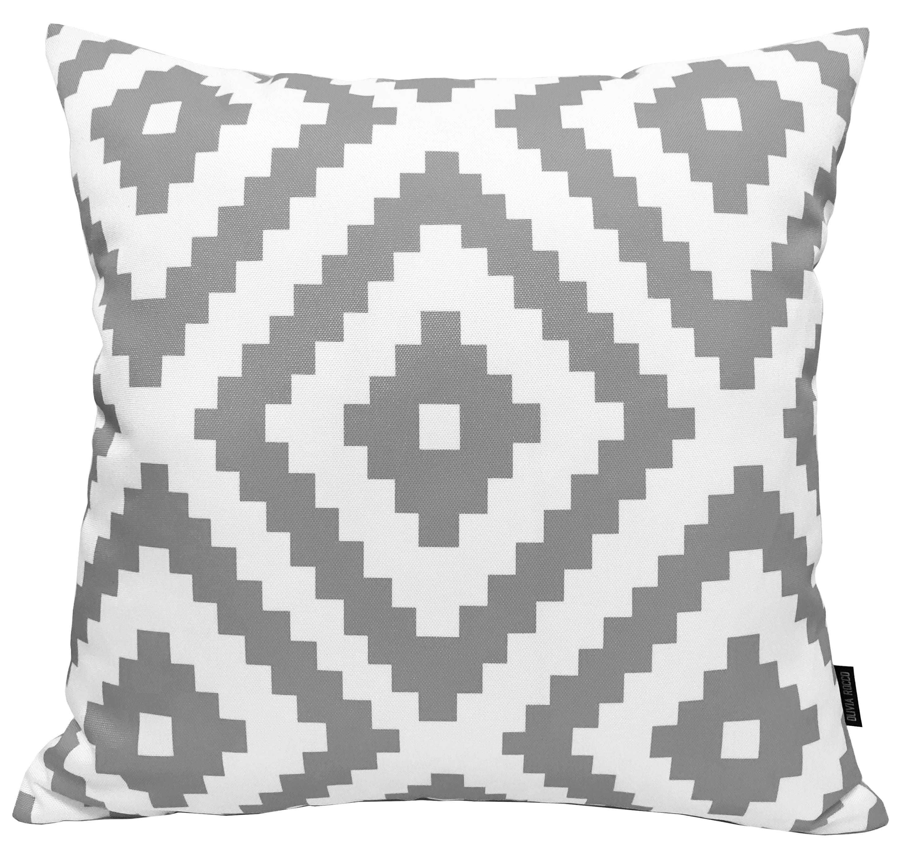 OLIVIA ROCCO Nairobi Silver Waterproof Cushion Covers 43 x 43 cm Reversible Indoor Outdoor Breathable Patio Garden Sofa Bed Chair