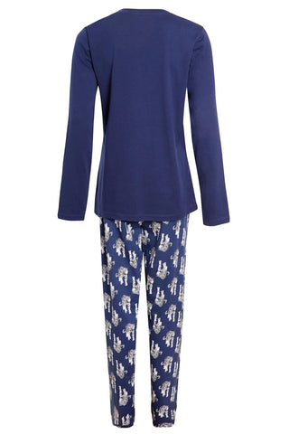 OLIVIA ROCCO Navy Tiger Print Pajama Set For Women 100 Percent Soft Cotton Relaxed Fit Nightwear Multiple Sizes Breathable Jersey Loungewear