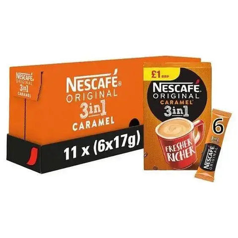 Nescafe Original 3in1 Caramel Instant Coffee, 6 sachets x 17g (Case of 11)