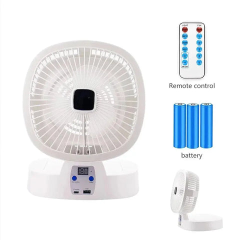 New Outdoor Camping Fan 5000mAh Solar Rechargeable Wireless Portable Desktop Electric Fan 3 Speed with Remote Control