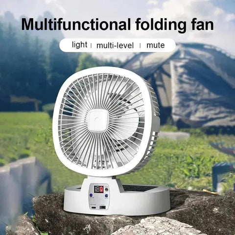 New Outdoor Camping Fan 5000mAh Solar Rechargeable Wireless Portable Desktop Electric Fan 3 Speed with Remote Control