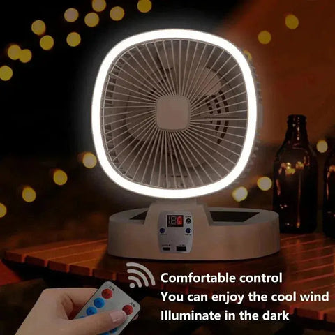 New Outdoor Camping Fan 5000mAh Solar Rechargeable Wireless Portable Desktop Electric Fan 3 Speed with Remote Control