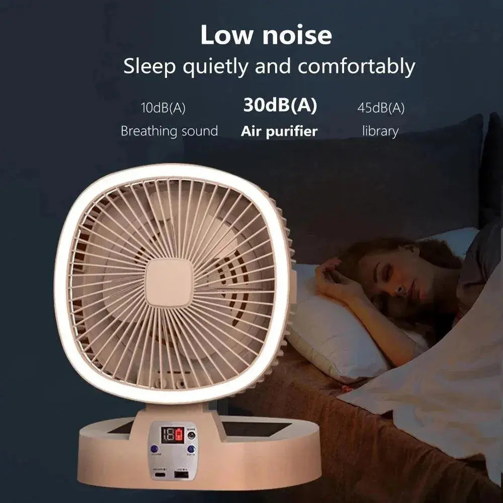 New Outdoor Camping Fan 5000mAh Solar Rechargeable Wireless Portable Desktop Electric Fan 3 Speed with Remote Control
