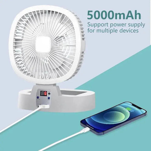 New Outdoor Camping Fan 5000mAh Solar Rechargeable Wireless Portable Desktop Electric Fan 3 Speed with Remote Control