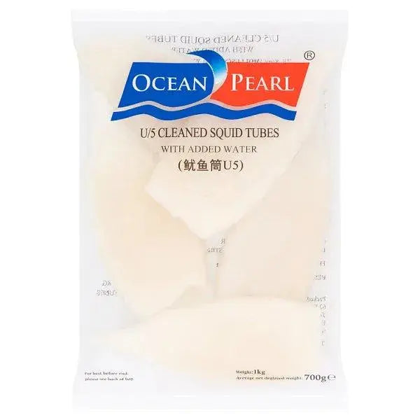 Ocean Pearl U/5 Cleaned Squid Tubes with Added Water 700g