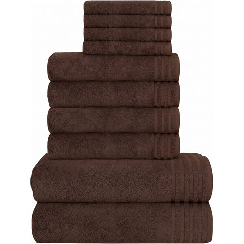 OLIVIA ROCCO Monaco 10 Piece Luxury Egyptian Cotton Towel Set 500 GSM With 4 Face Towels 4 Hand Towels 2 Bath Towels For Bathroom