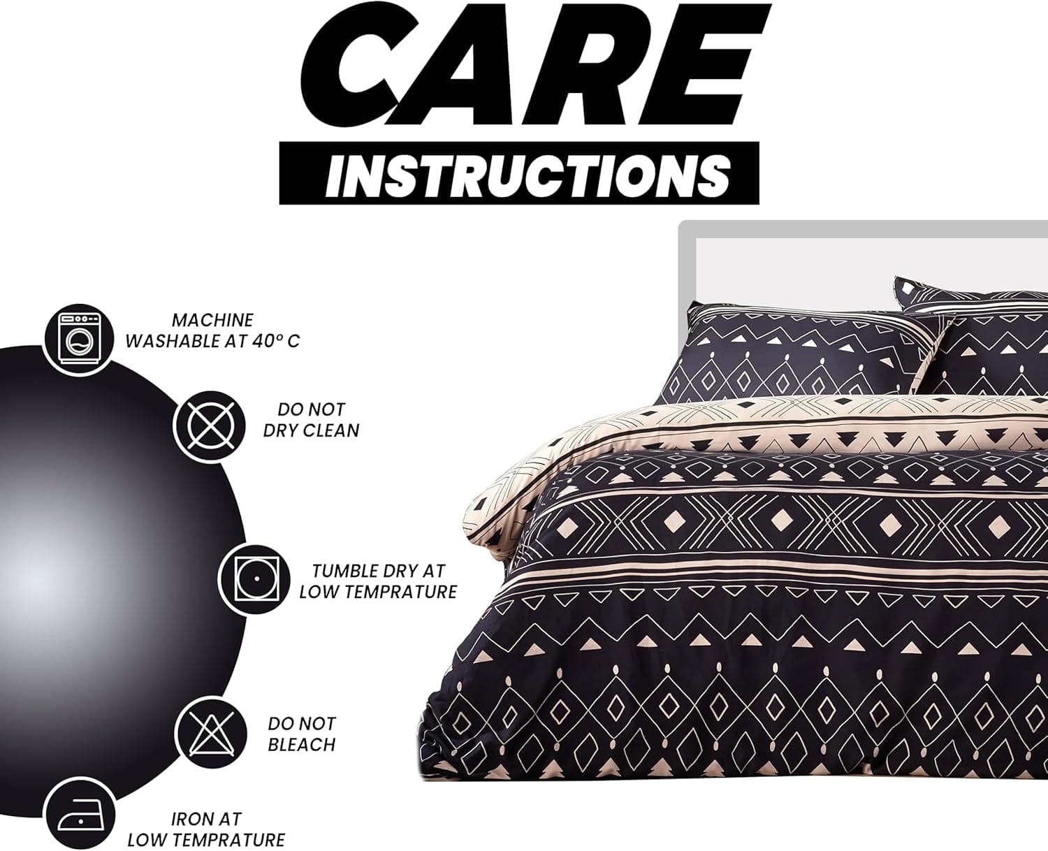 OLIVIA ROCCO Oslo Black Flannel Duvet Cover Set With Pillowcases Designed In England Super Soft Multiple Sizes Available