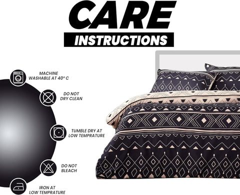 OLIVIA ROCCO Oslo Black Flannel Duvet Cover Set With Pillowcases Designed In England Super Soft Multiple Sizes Available