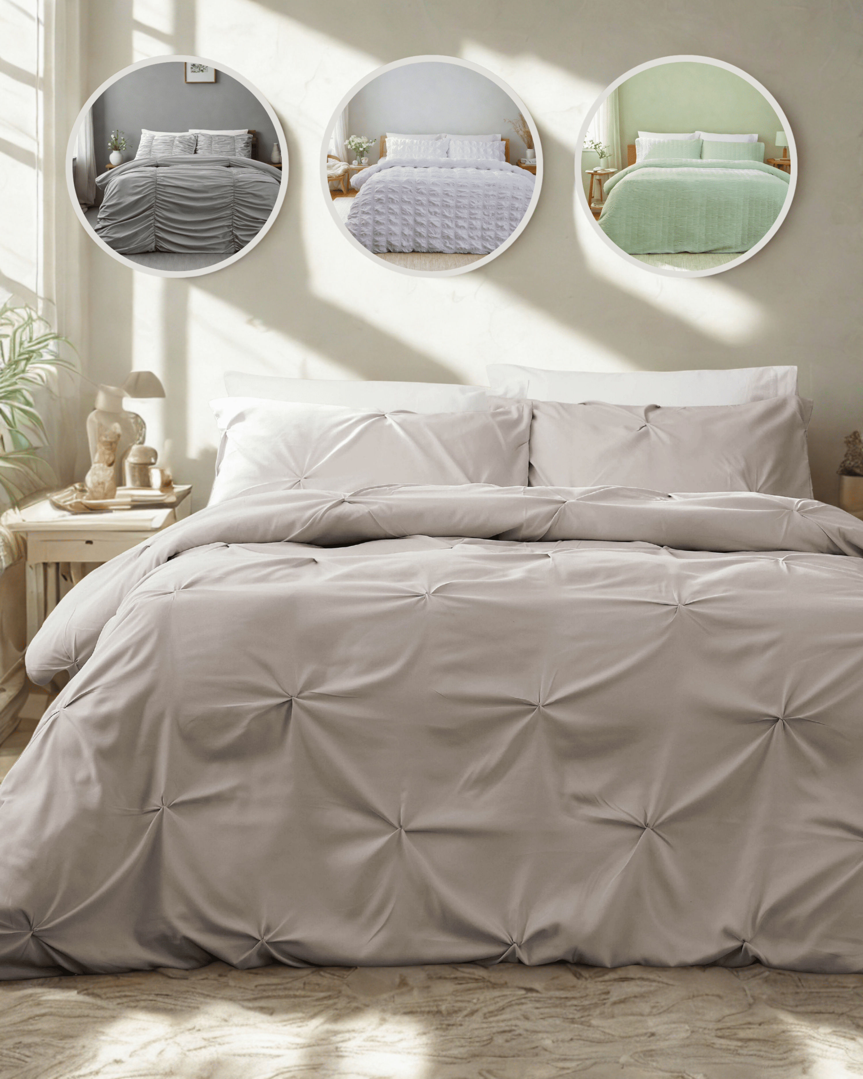 OLIVIA ROCCO Textured Pintuck Ruffles Pleated Microfibre Duvet Cover Set With Pillowcases Soft Breathable Easy Care Bedding