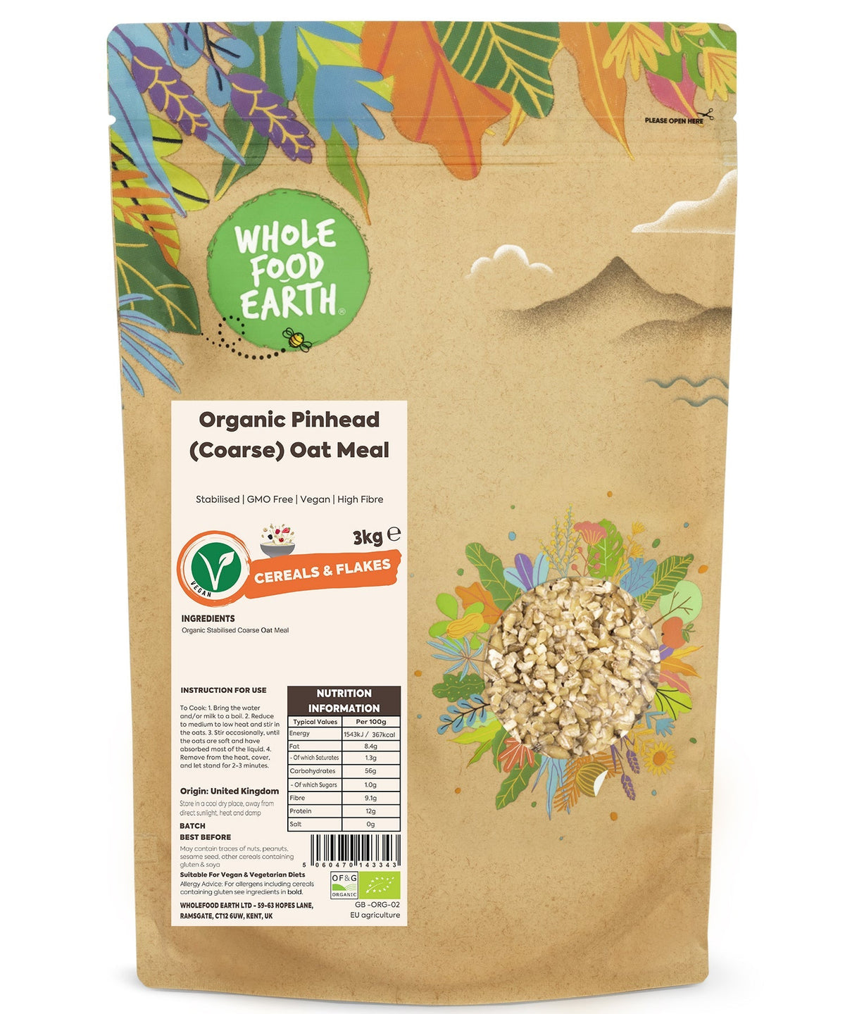 Organic Pinhead (Coarse) Oat Meal