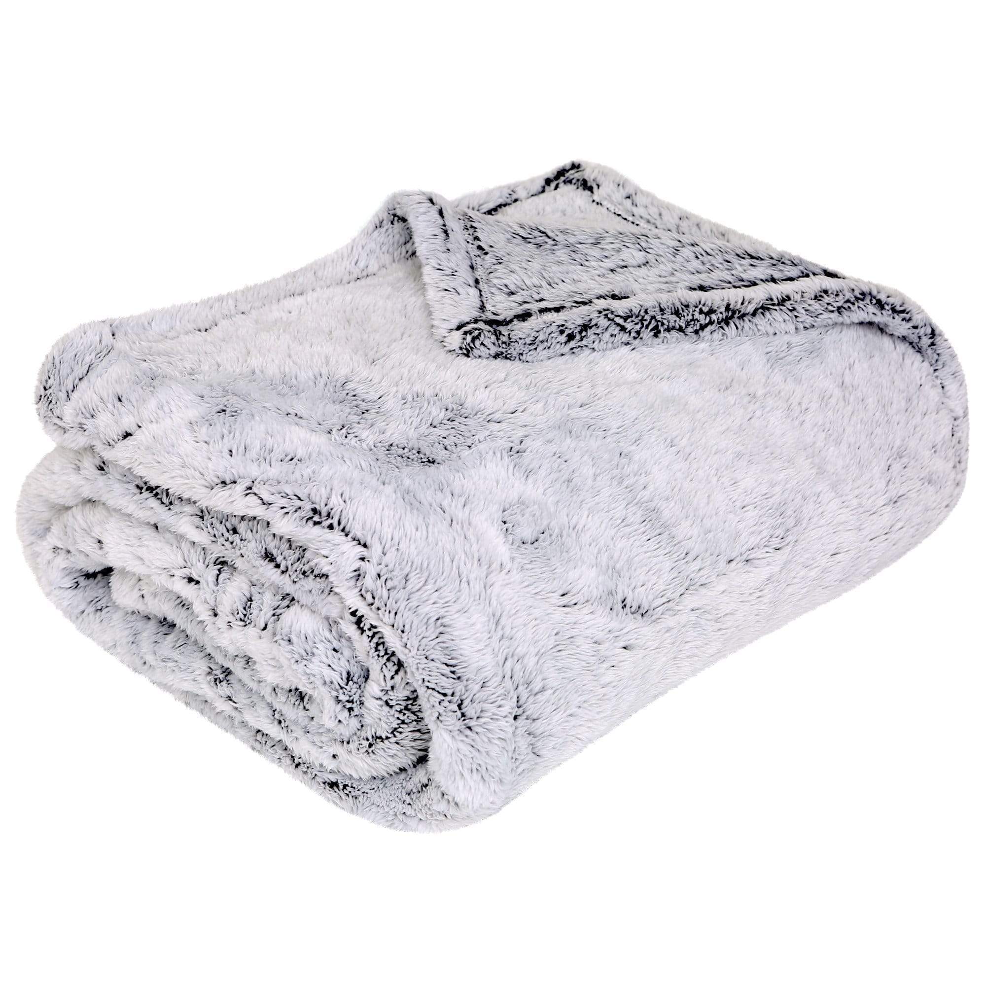 OLIVIA ROCCO Oversized Grey Shimmer Super Soft Fleece Throw Blanket For Sofa Bed Home Decor Luxury Premium Plush Fabric Cozy Warmth