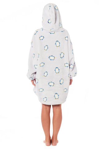 OLIVIA ROCCO Oversized Penguin Hooded Blanket Plush Fleece Reversible Sherpa Giant Hoodie Sweatshirt Ultra Soft Flannel Loungewear for Adults and Kids