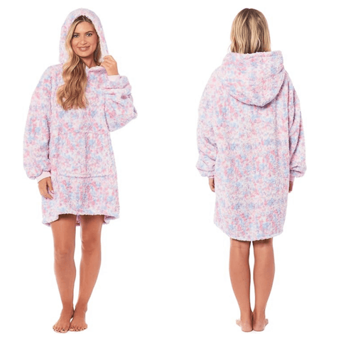 OLIVIA ROCCO Oversized Rainbow Hooded Plush Fleece Blanket With Reversible Sherpa Giant Hoodie Front Pocket For Adults And Kids