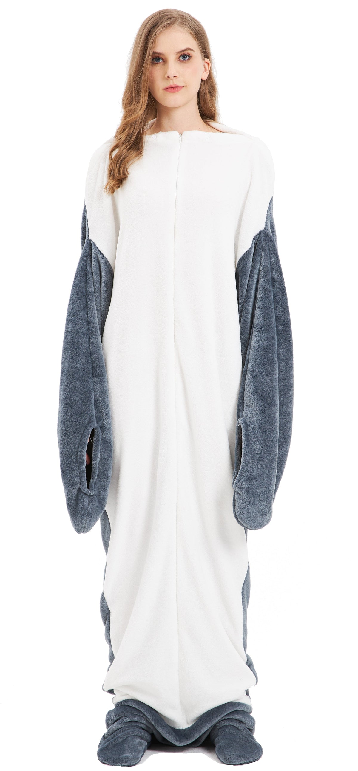 OLIVIA ROCCO Oversized Shark Wearable Blanket Hoodie Fleece With Sleeves Ultra Soft Cozy Winter Loungewear One Size Fits Most