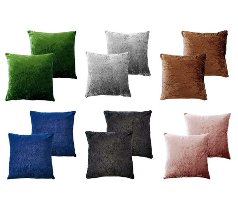 OLIVIA ROCCO Crushed Velvet Cushion Covers 17x17 Inches Pack Of 2 Polyester Indoor Outdoor Decorative Pillow Cases With Subtle Sheen