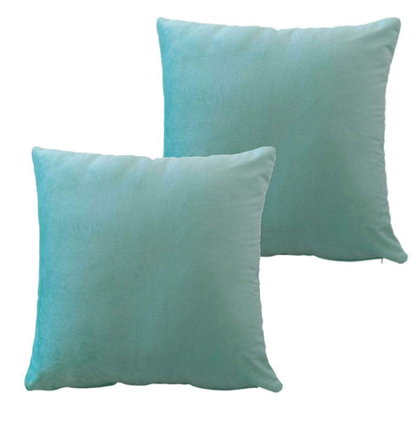 OLIVIA ROCCO Pack Of 2 Ultra-Soft Matte Velvet Cushion Covers 17x17 Inch Charcoal Silver Green Duck Egg Decorative Home Decor
