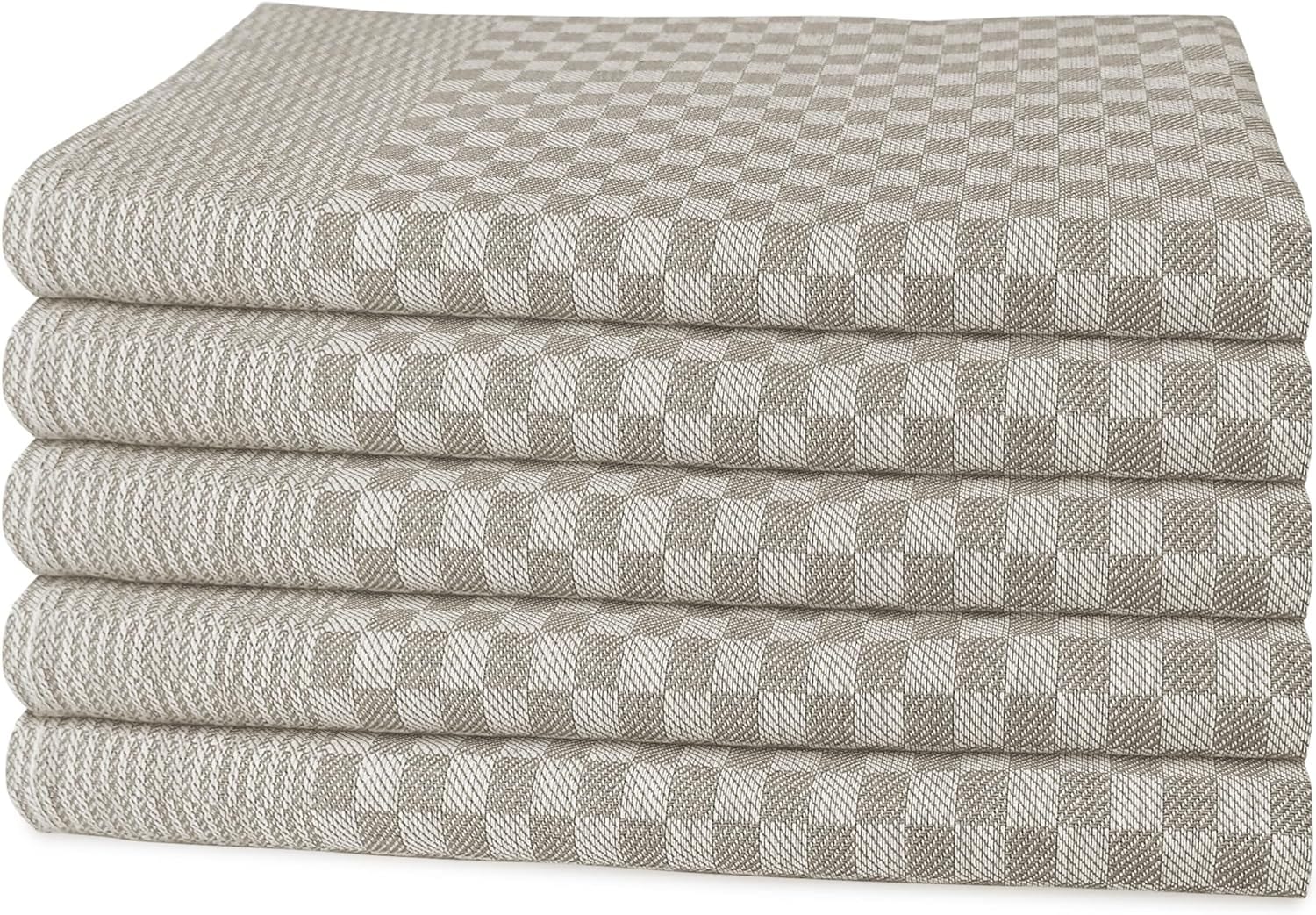OLIVIA ROCCO Pack Of 5 Large 100 Percent Cotton Tea Towels Quick Dry Check Pattern Dish Cloths For Kitchen Professional Use