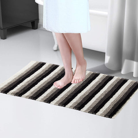 OLIVIA ROCCO Padstow Stripe Bathmat 50 x 80 cm Quick-Drying Anti-Slip Absorbent Durable Bathroom Accessory for Modern Bathrooms
