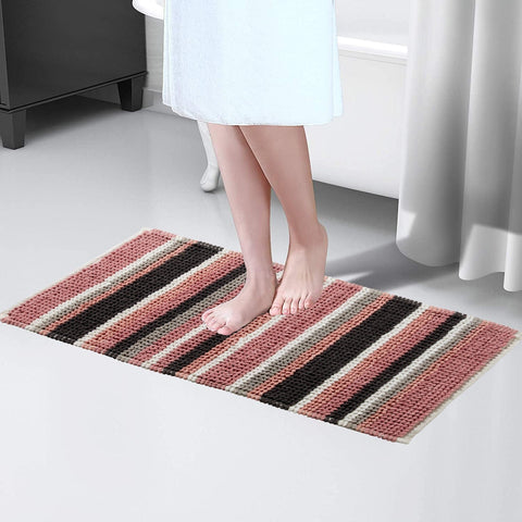OLIVIA ROCCO Padstow Stripe Bathmat 50 x 80 cm Quick-Drying Anti-Slip Absorbent Durable Bathroom Accessory for Modern Bathrooms