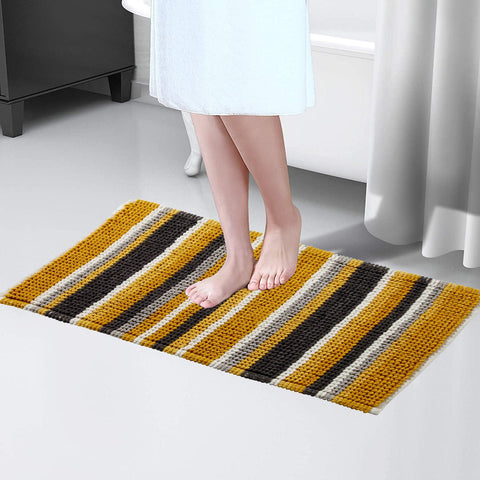 OLIVIA ROCCO Padstow Stripe Bathmat 50 x 80 cm Quick-Drying Anti-Slip Absorbent Durable Bathroom Accessory for Modern Bathrooms
