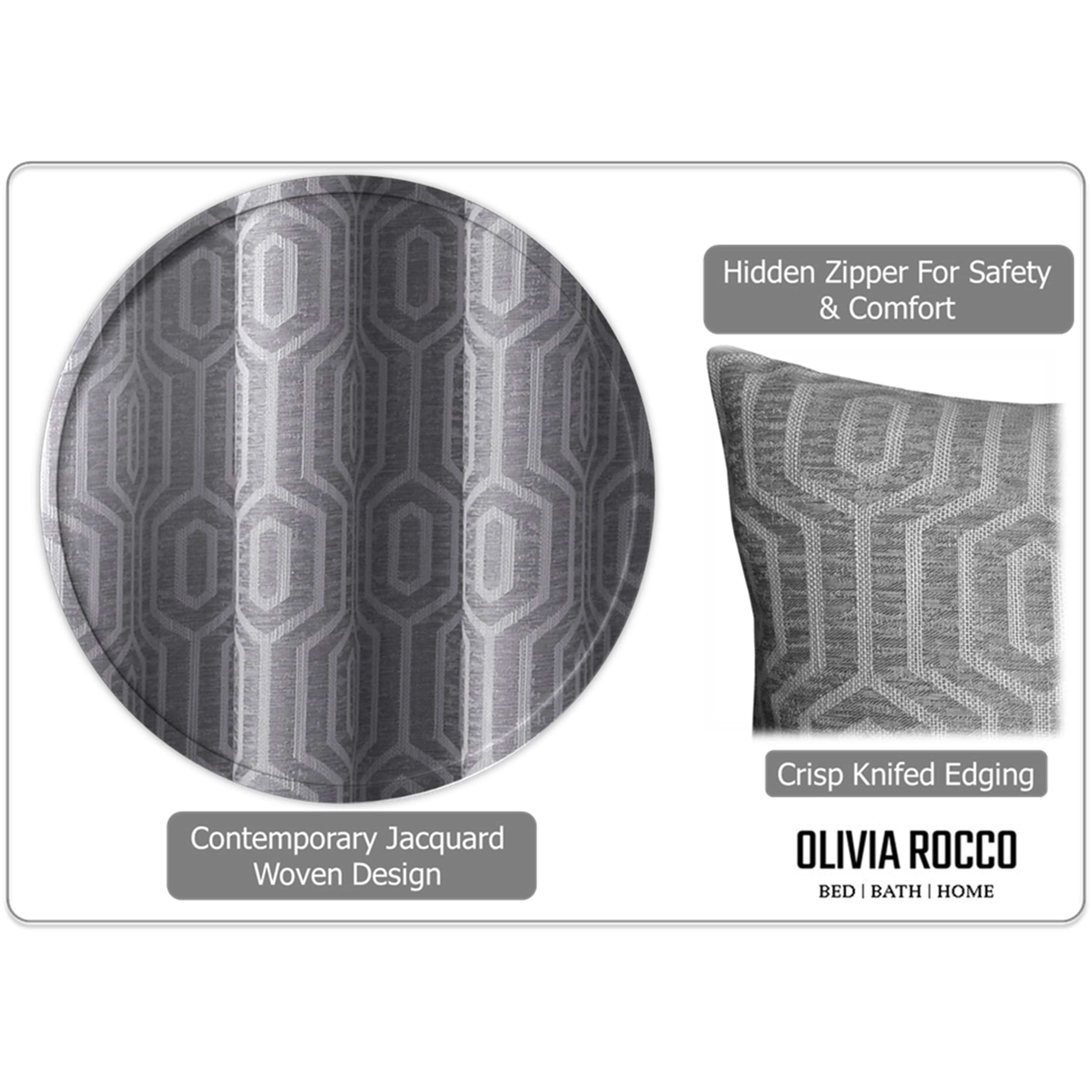 OLIVIA ROCCO Paris Cushion Covers 2 Pack Modern Grey Square Decorative Cushions With Invisible Zipper For Sofa And Bed Set