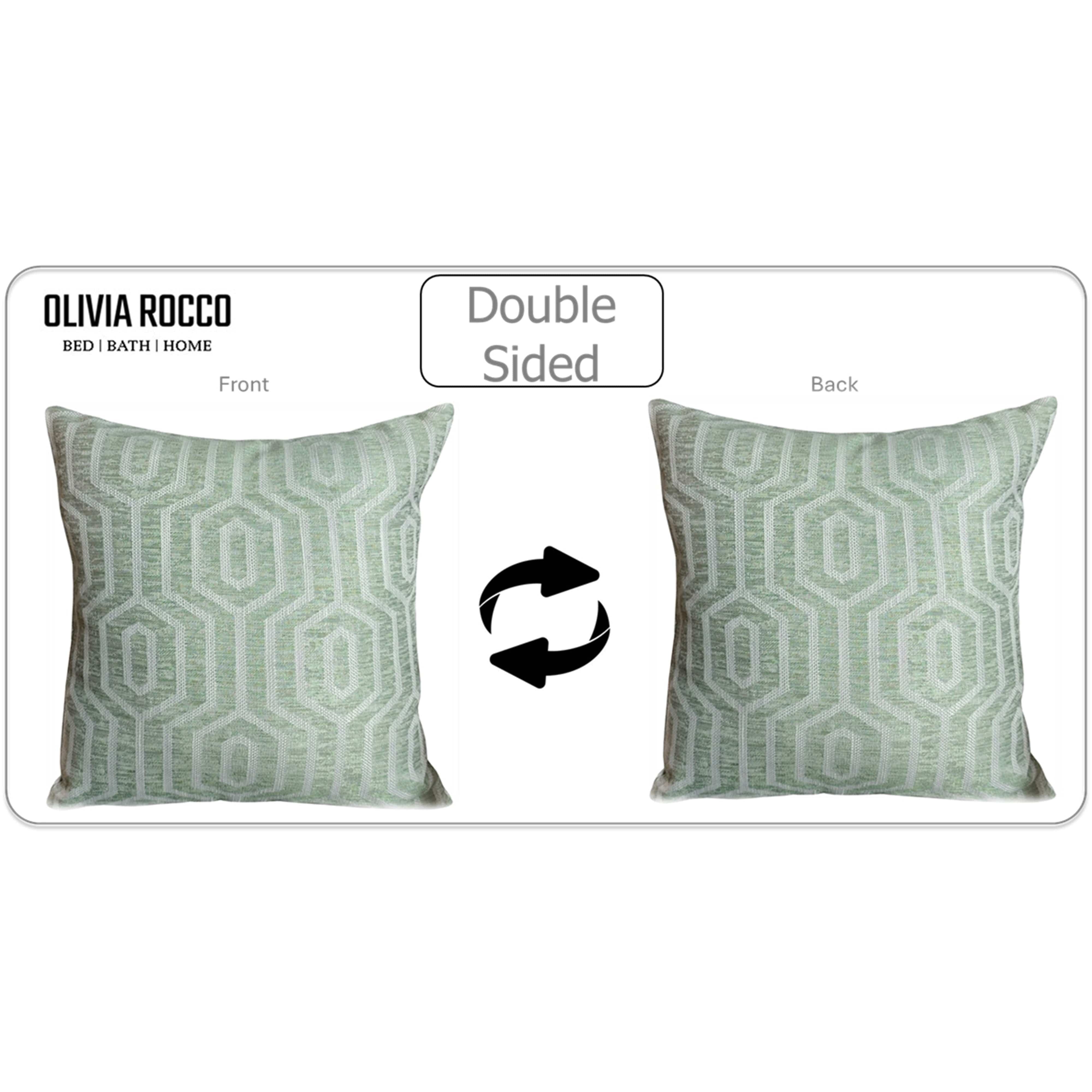 OLIVIA ROCCO Paris Cushion Covers Two Pack Modern Sage Green Decorative Square Scatter Cushions With Invisible Zipper For Sofa And Bed