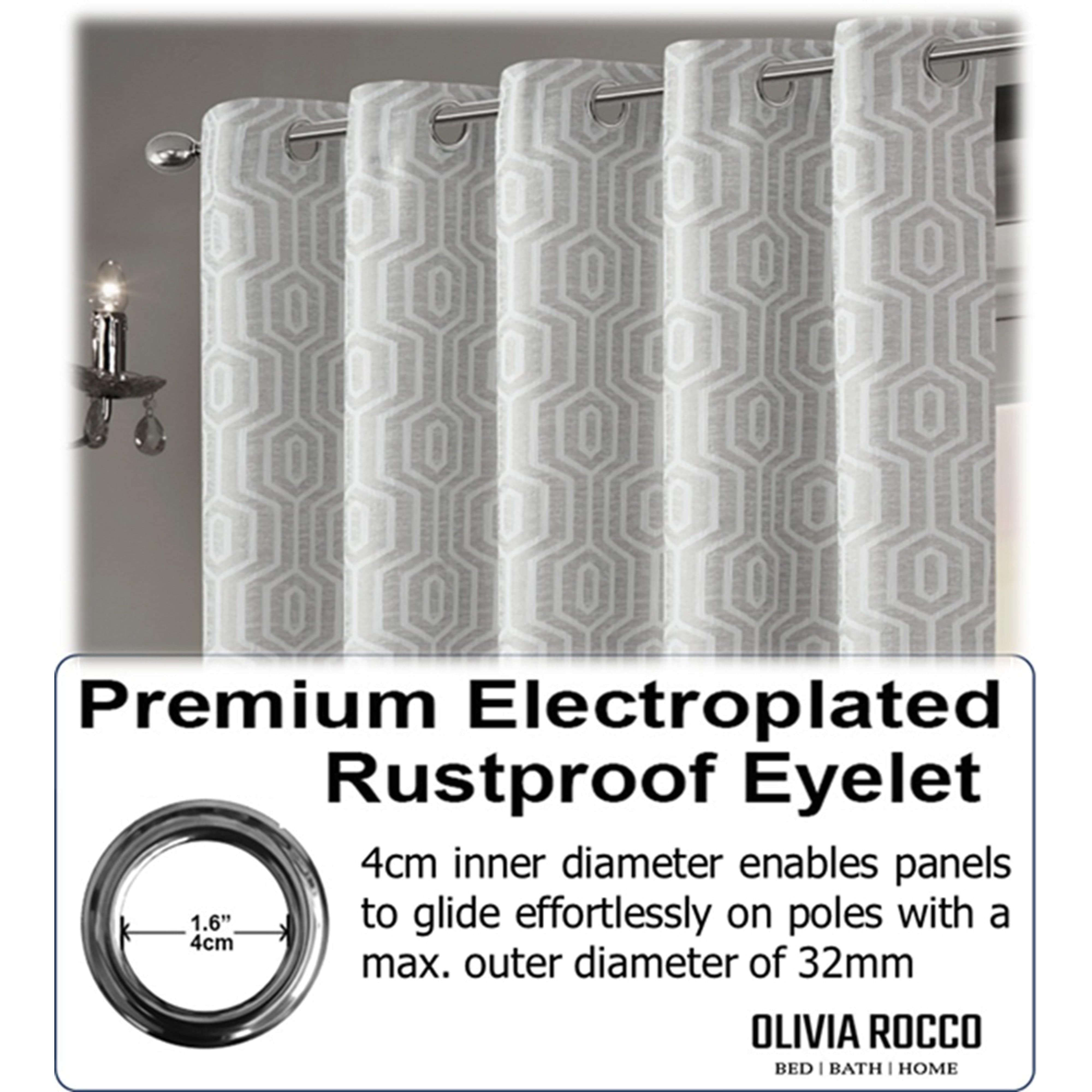 OLIVIA ROCCO Paris Eyelet Jacquard Curtains Natural Geometric Pattern Thermal Insulated Light Blocking for Bedroom and Lounge
