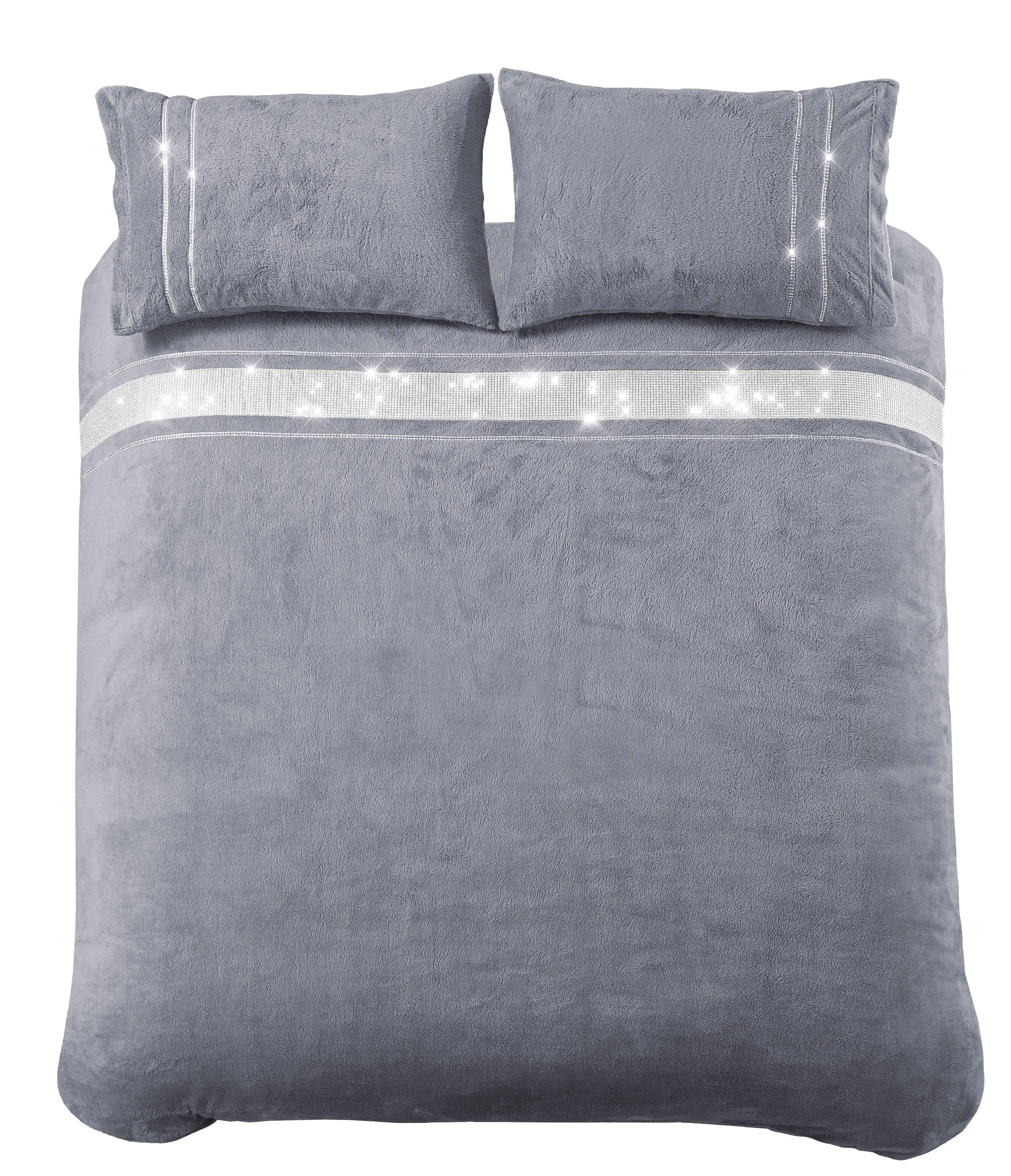 OLIVIA ROCCO Paris Glitz Teddy Fleece Duvet Set Diamante Detailing Super Soft Faux Fur OEKO TEX Certified Multiple Sizes