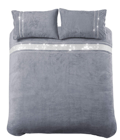 OLIVIA ROCCO Paris Glitz Teddy Fleece Duvet Set Diamante Detailing Super Soft Faux Fur OEKO TEX Certified Multiple Sizes