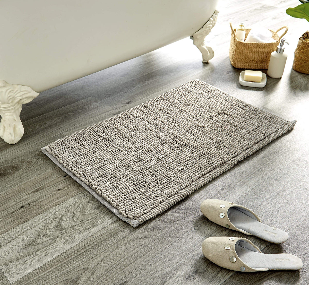 OLIVIA ROCCO Pebbles Micro Bobble Bath Mat Pure Indian Cotton Hand Woven Eco Friendly Knitted Design For Comfort And Durability