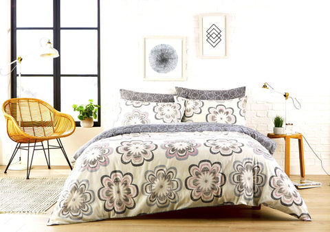 OLIVIA ROCCO Peony Floral Cotton Rich Duvet Cover Set With Pillowcases, Available in Single, Double, King, Super King, Soft, Machine Washable