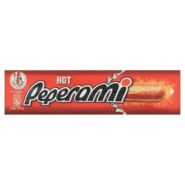 Peperami Hot 22.5g 100% pork. Gluten free. Protein kick