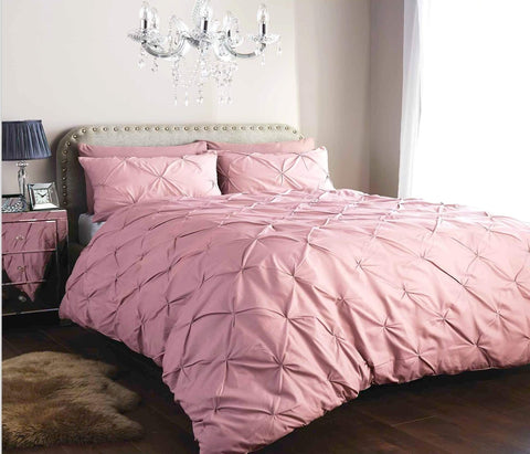 OLIVIA ROCCO Pintuck Duvet Cover Set Cotton Rich Handmade Pinch Pleats OEKO TEX Certified Sizes Single Double King Super King
