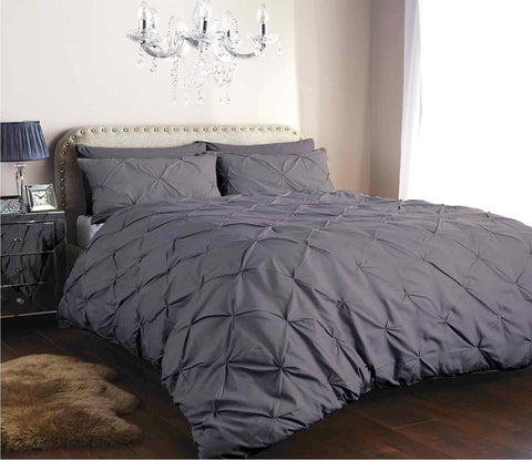 OLIVIA ROCCO Pintuck Duvet Cover Set Cotton Rich Handmade Pinch Pleats OEKO TEX Certified Sizes Single Double King Super King