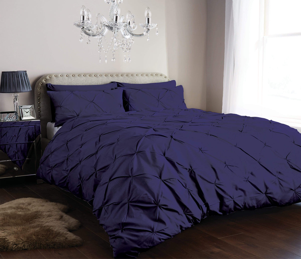 OLIVIA ROCCO Pintuck Duvet Cover Set Cotton Rich Handmade Pinch Pleats OEKO TEX Certified Sizes Single Double King Super King