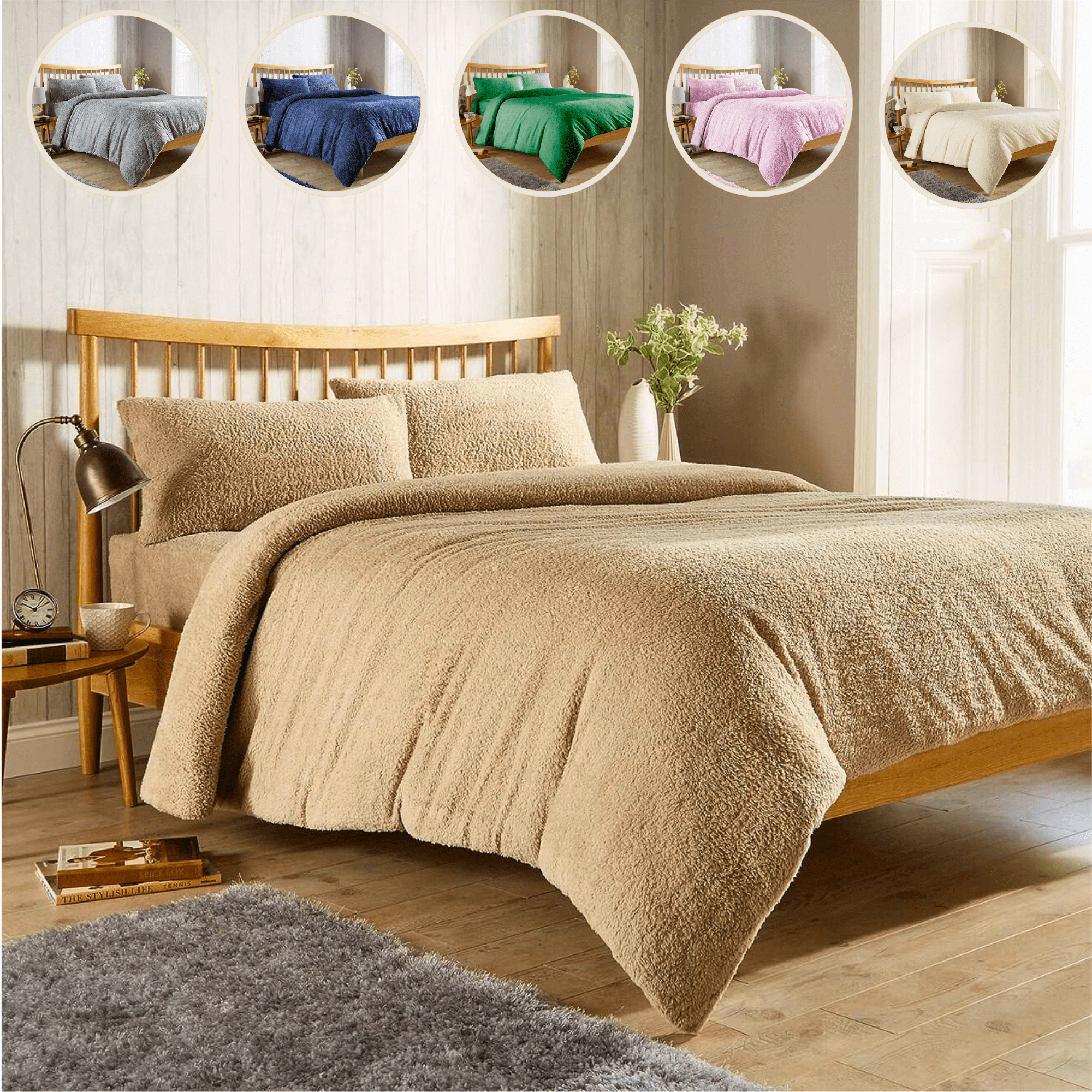 OLIVIA ROCCO Teddy Fleece Duvet Cover Set Premium Plush Ultra Cozy Winter Bedding All Season for Single Double King Super King