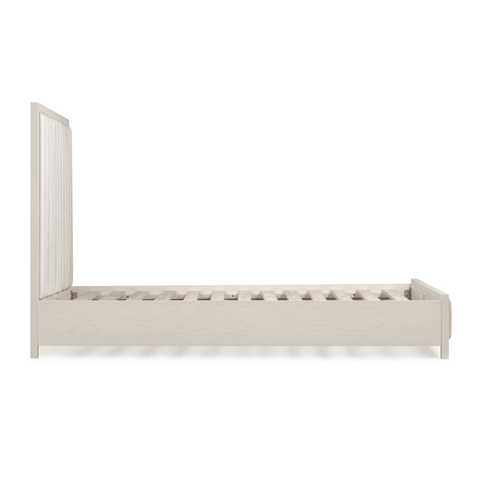 Soho Cream Velvet Bed with Cream Wood Frame
